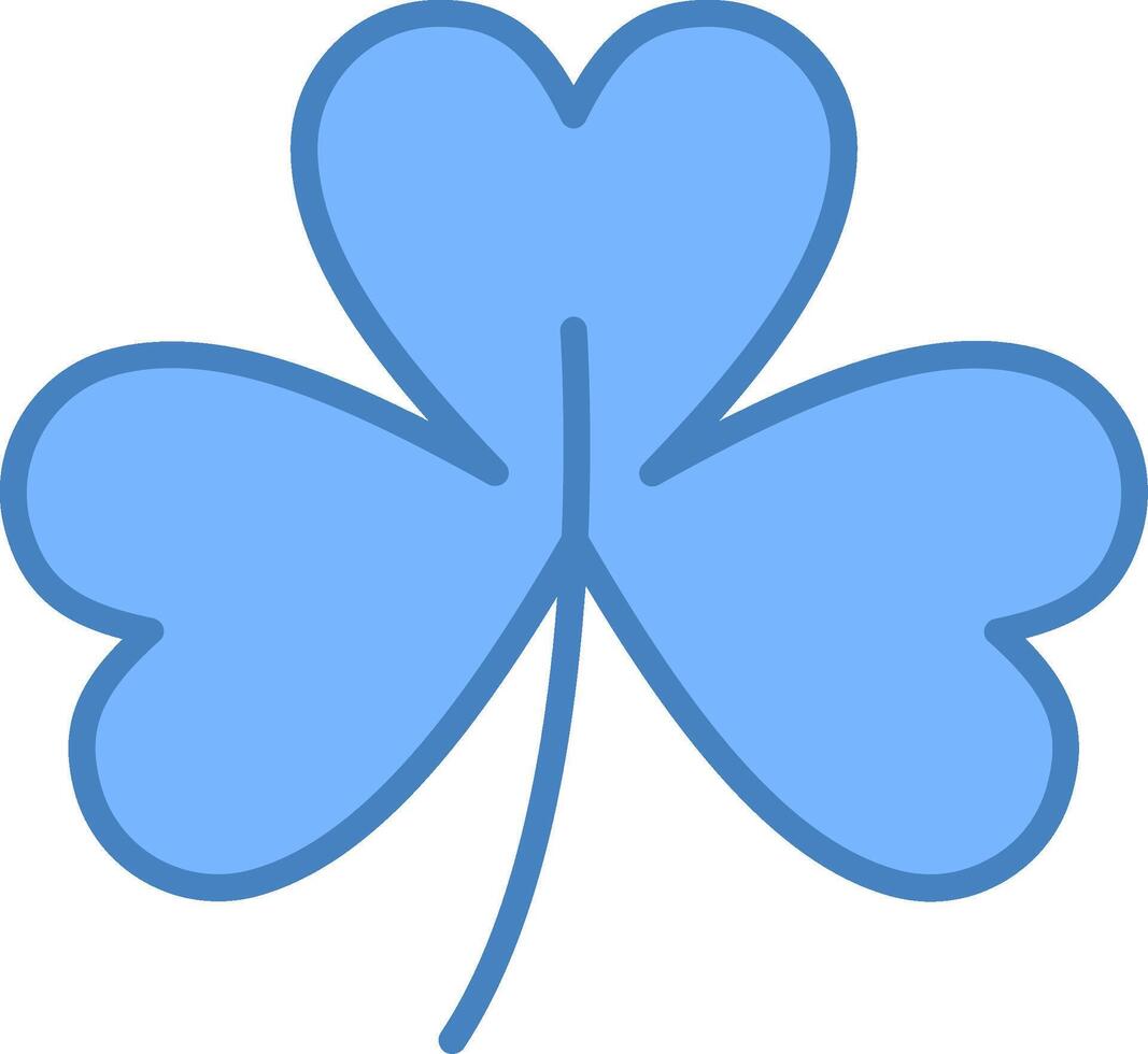 Clover Line Filled Blue Icon vector