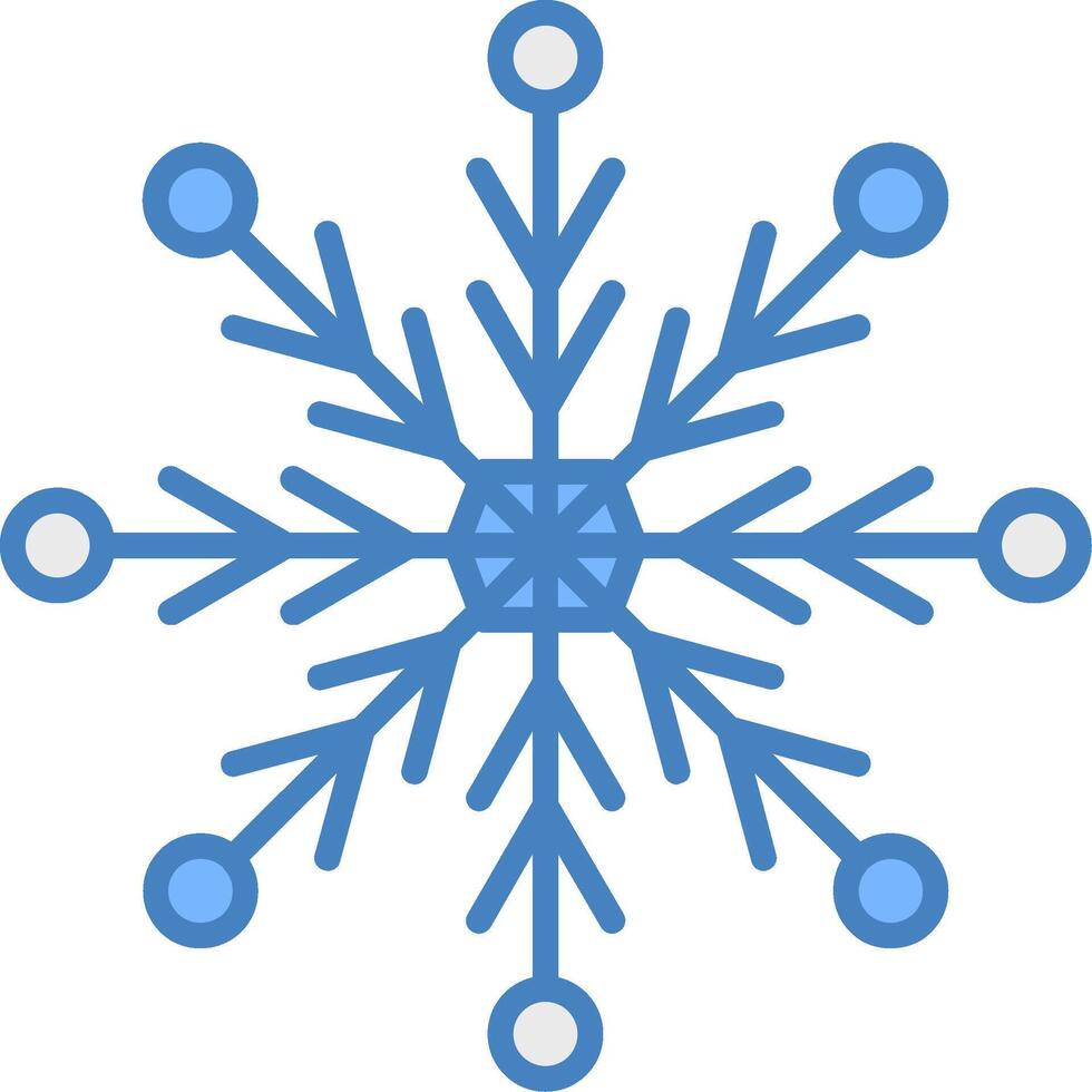 Snowflake Line Filled Blue Icon vector