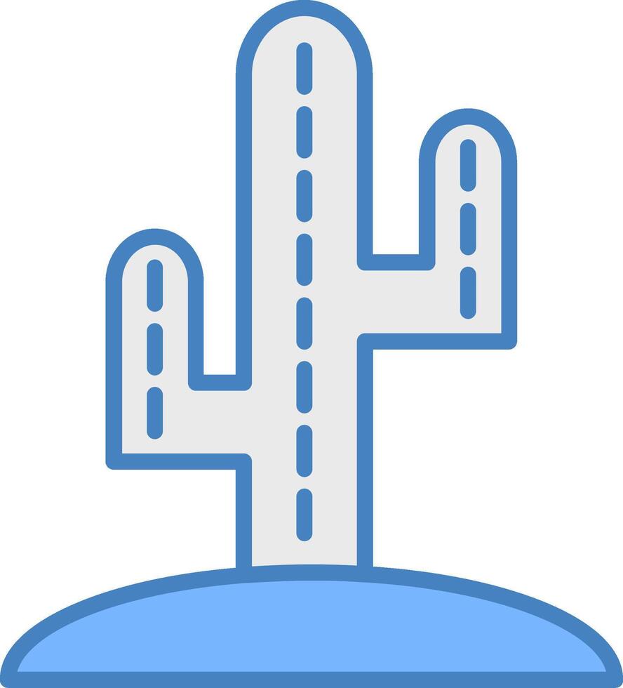 Cactus Line Filled Blue Icon vector