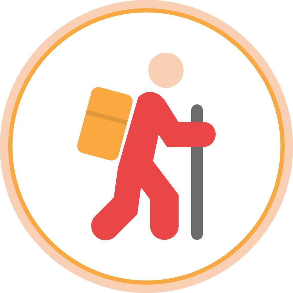 Hiking Flat Circle Icon vector