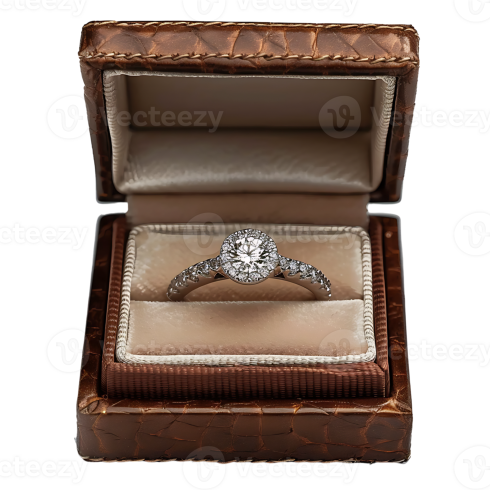 A wedding ring in a box on isolated transparent background 43603733 PNG