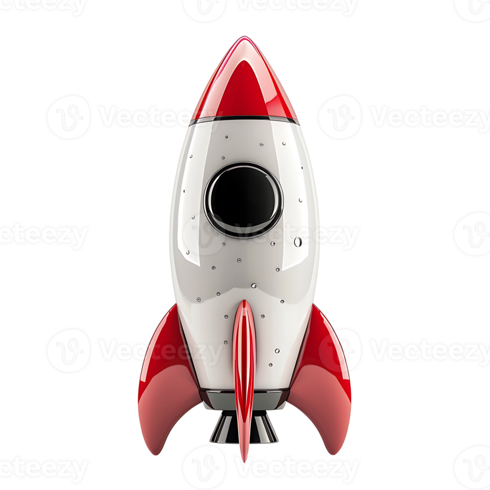 3d render rocket on isolated transparent background png