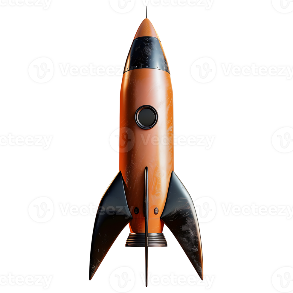 3d render rocket on isolated transparent background png