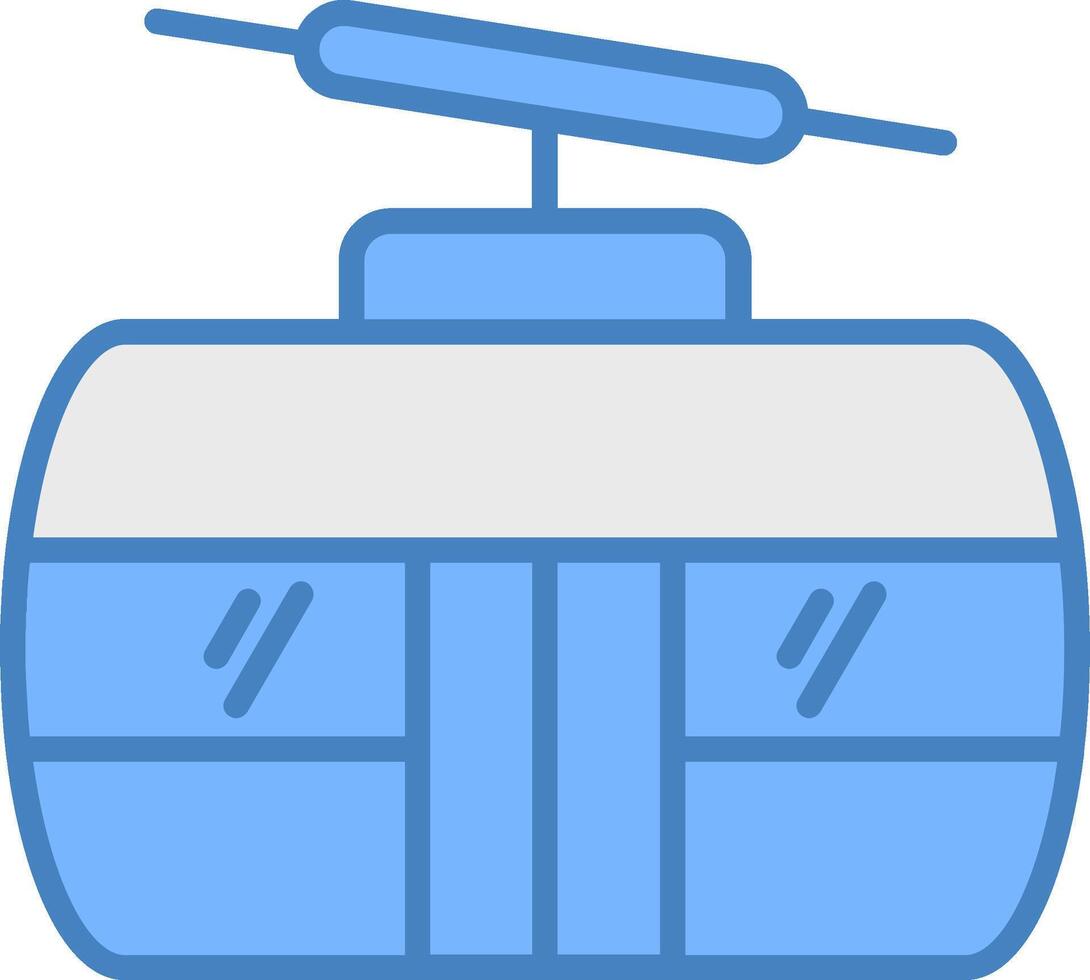 Cableway Line Filled Blue Icon vector