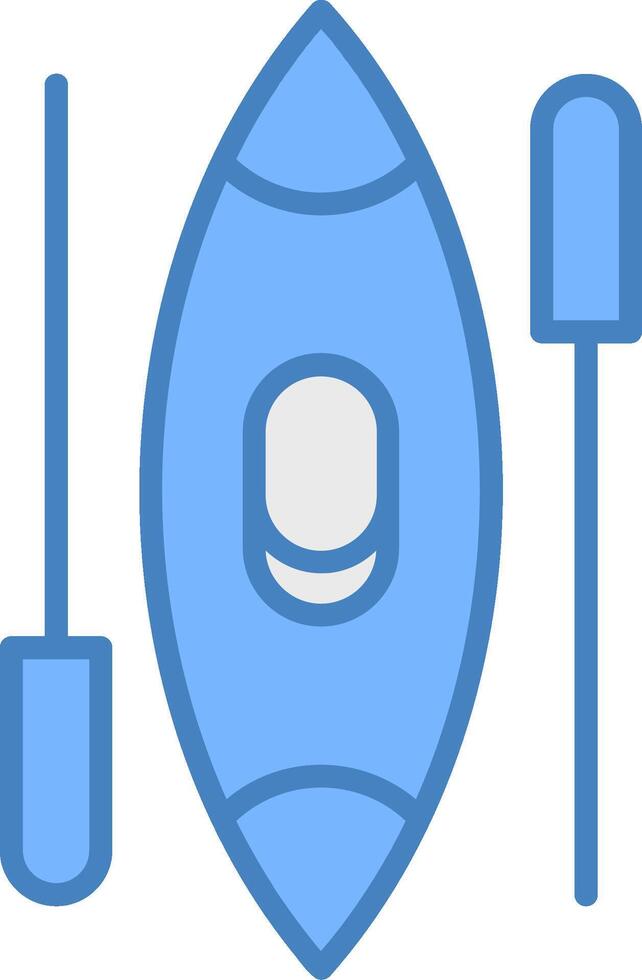 Canoe Line Filled Blue Icon vector