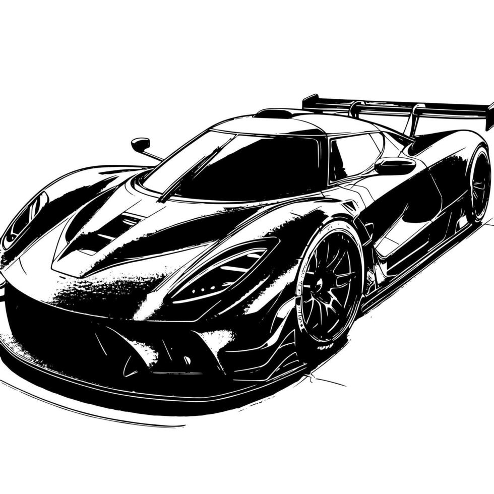 black and white illustration of a Hypercar Sports Car vector