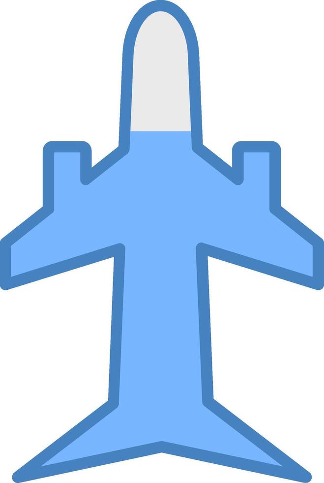 Plane Line Filled Blue Icon vector