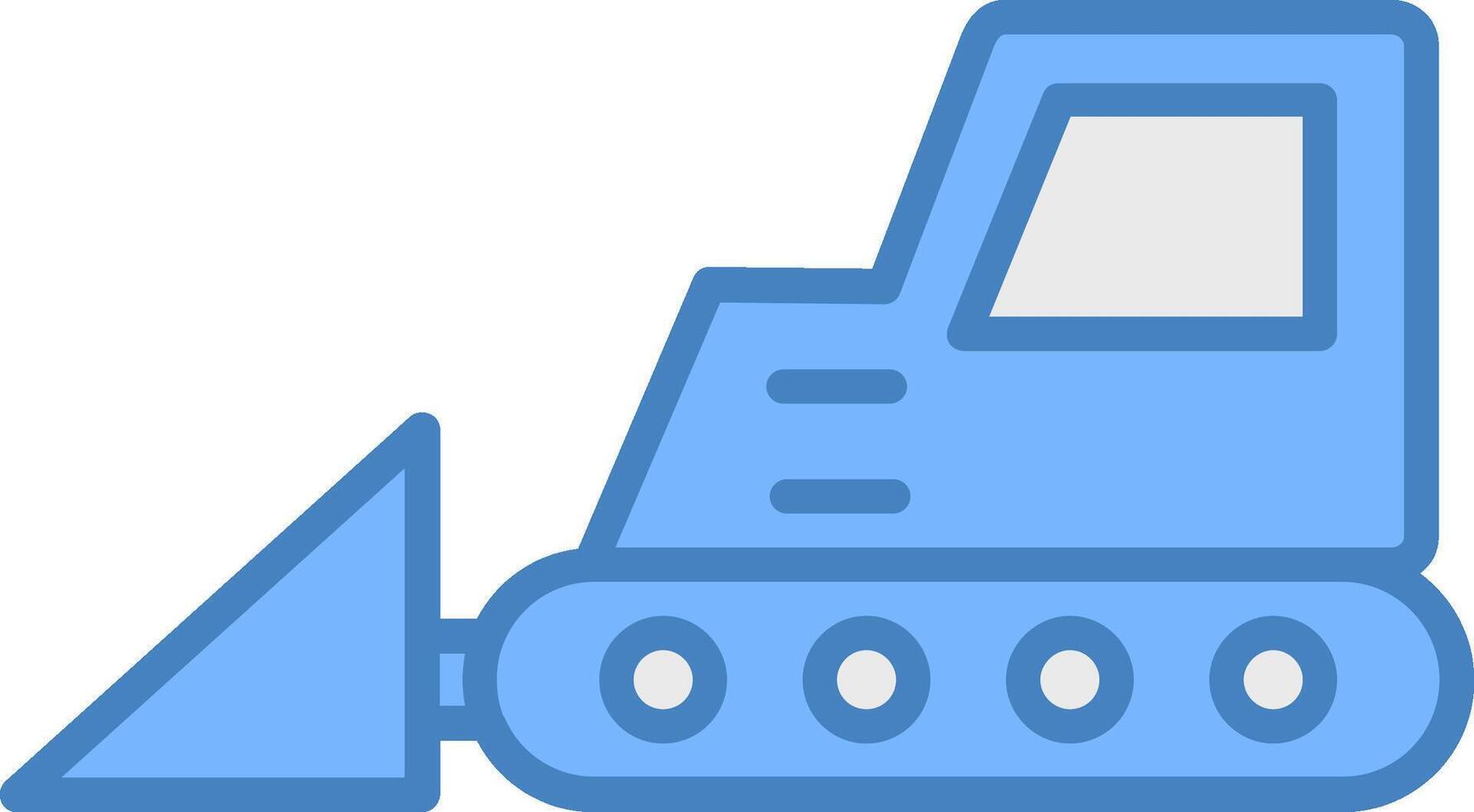 Bulldozer Line Filled Blue Icon vector