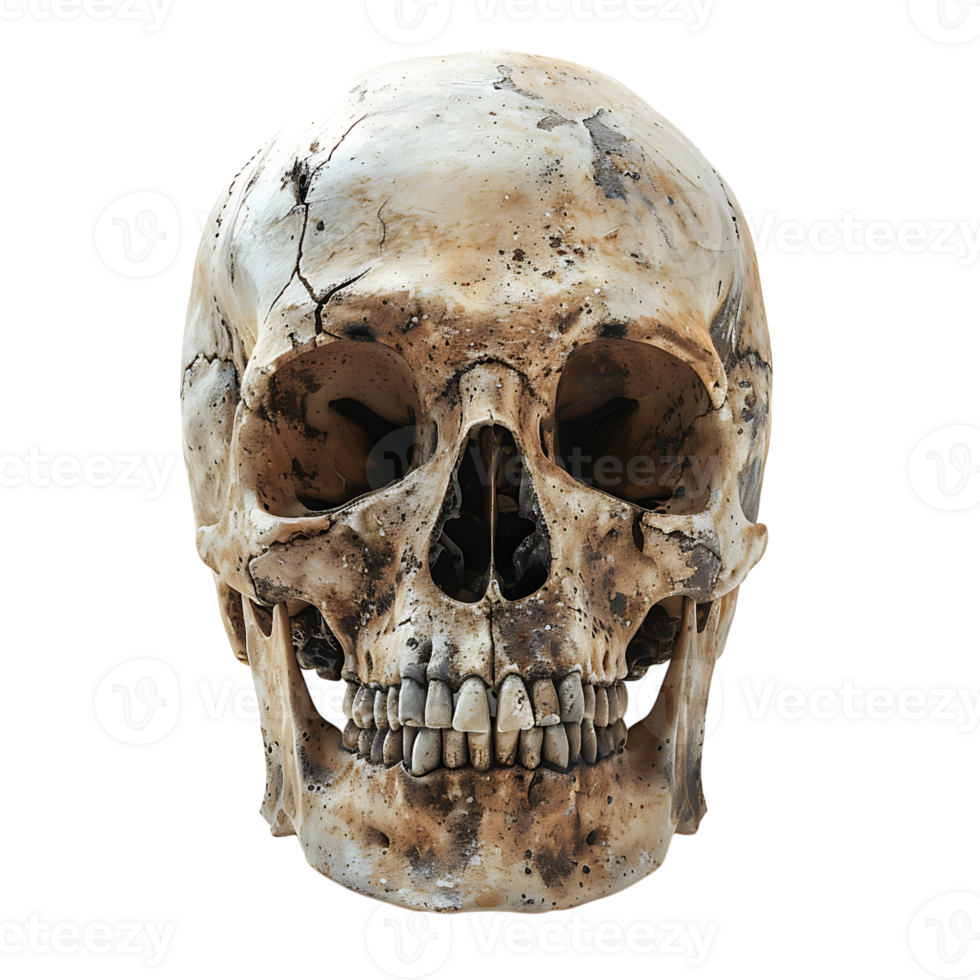 human skull on isolated transparent background png