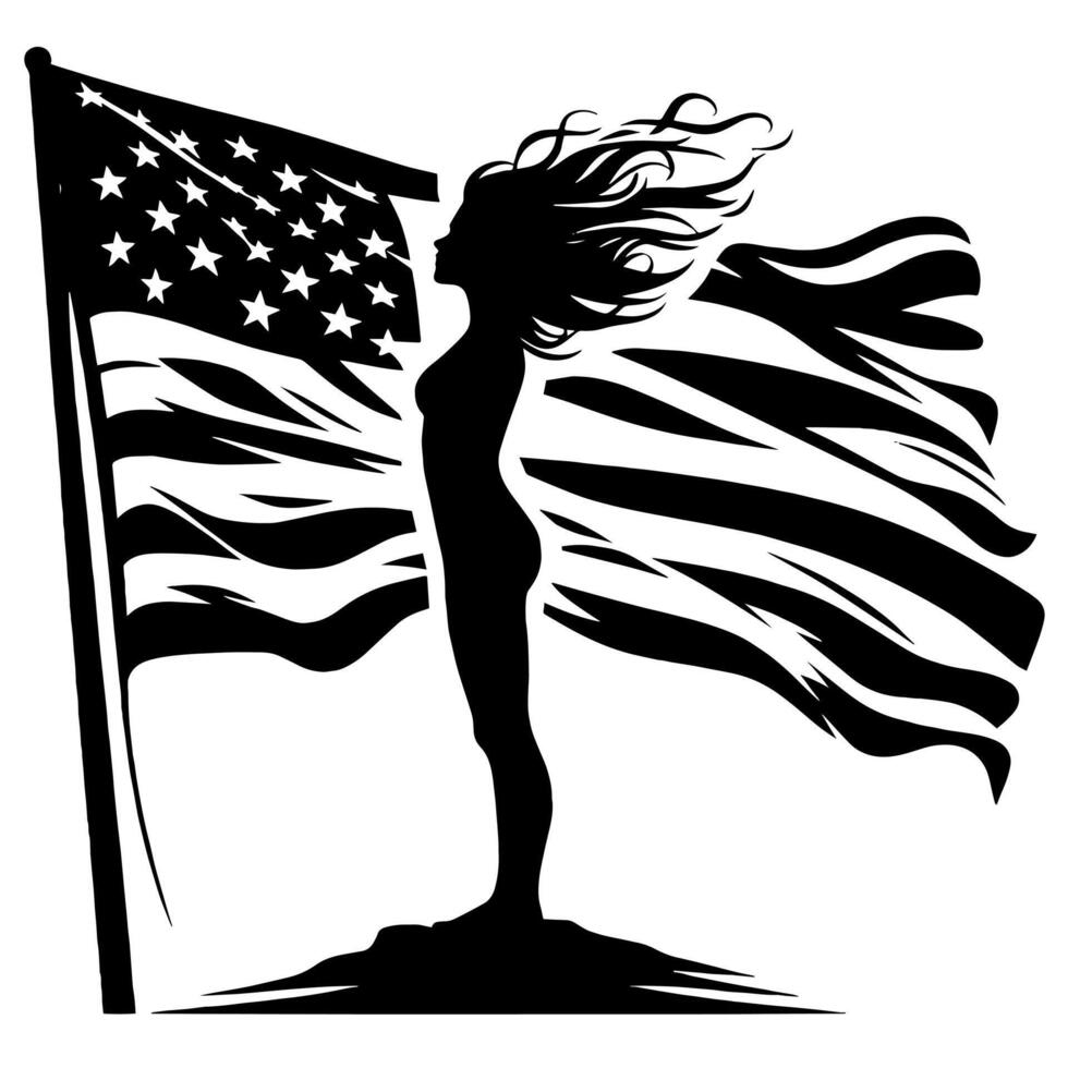 Black and White Illustration of the USA Flag vector