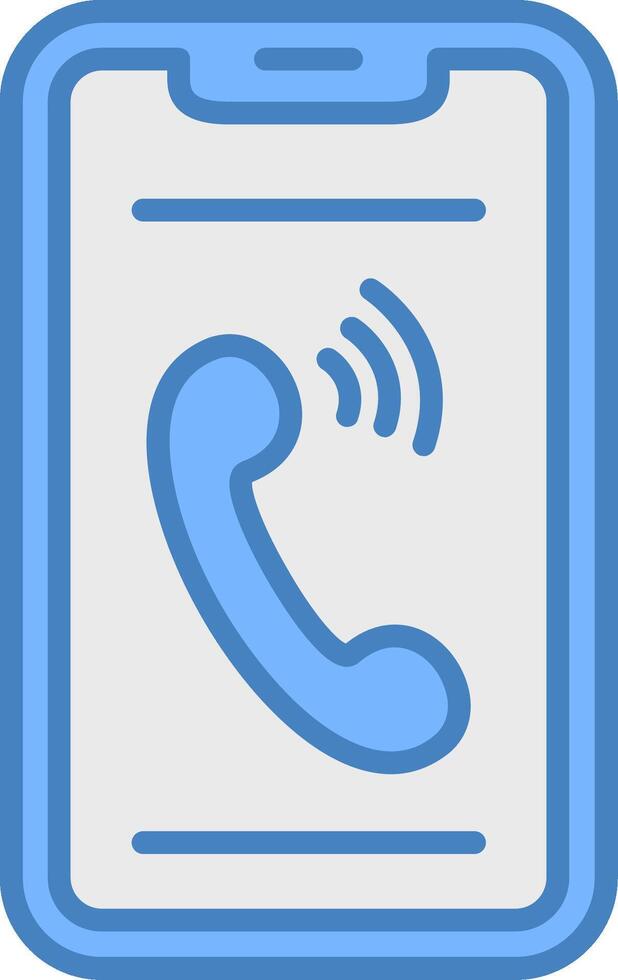Phone Line Filled Blue Icon vector