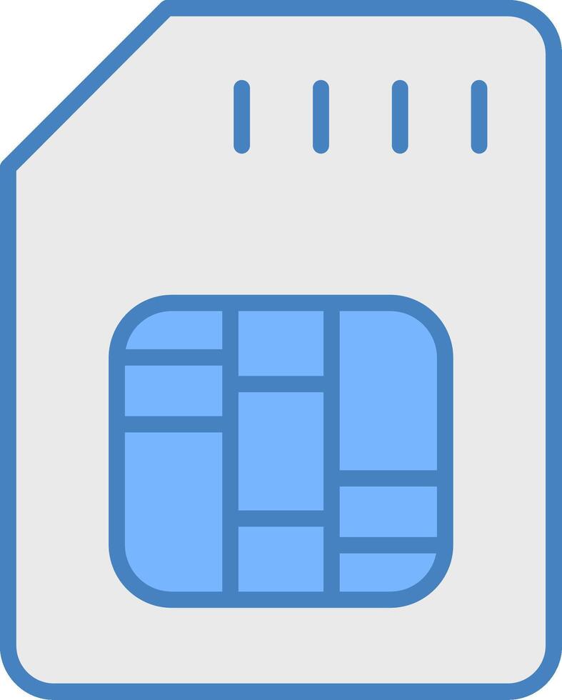 Sd Card Line Filled Blue Icon vector