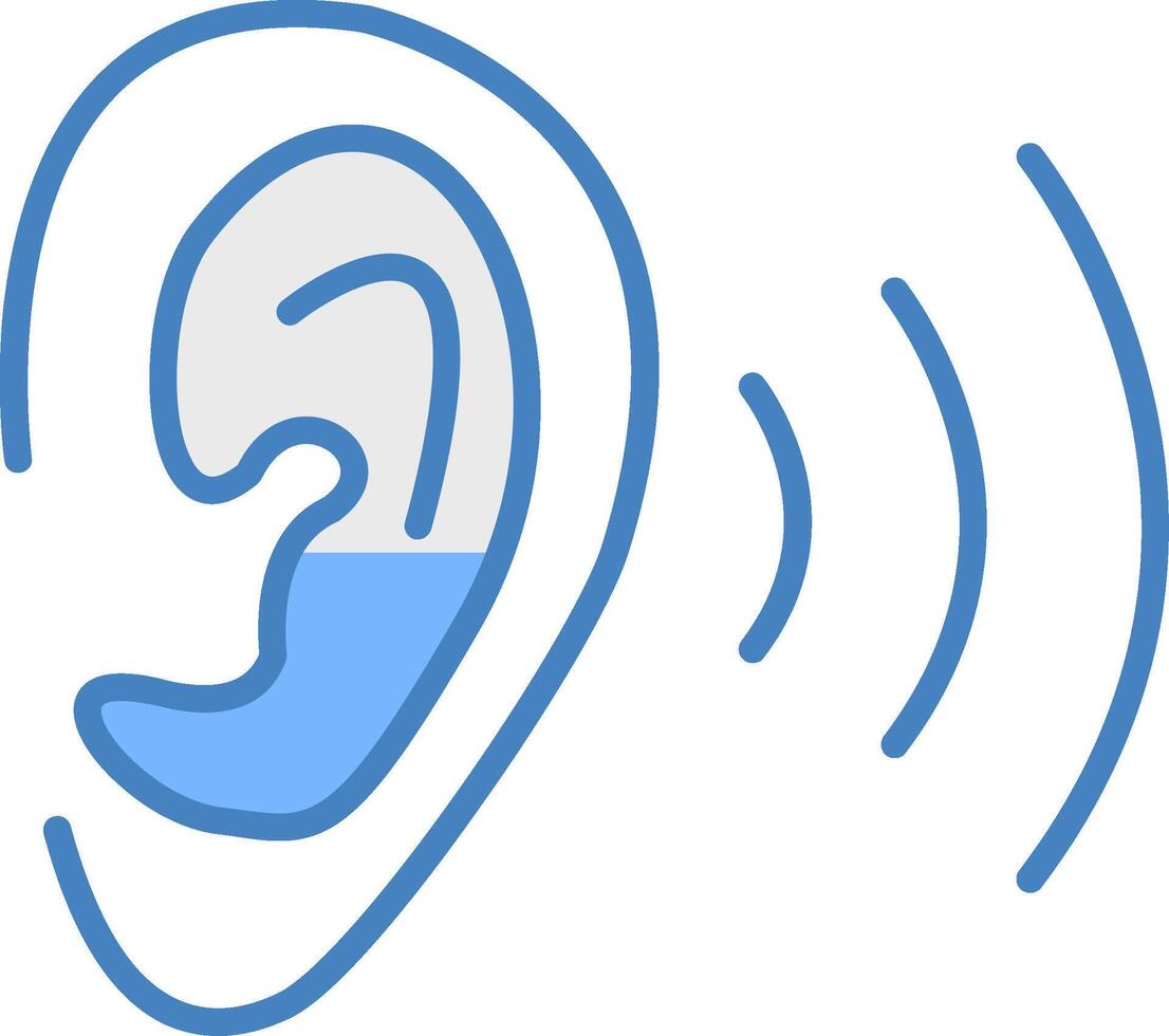 Ear Line Filled Blue Icon vector