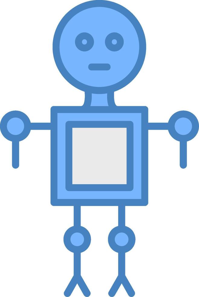 Robot Line Filled Blue Icon vector