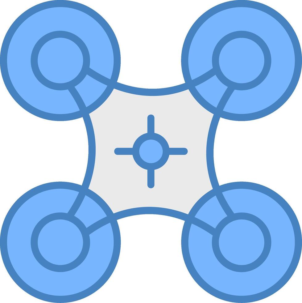 Drone Line Filled Blue Icon vector