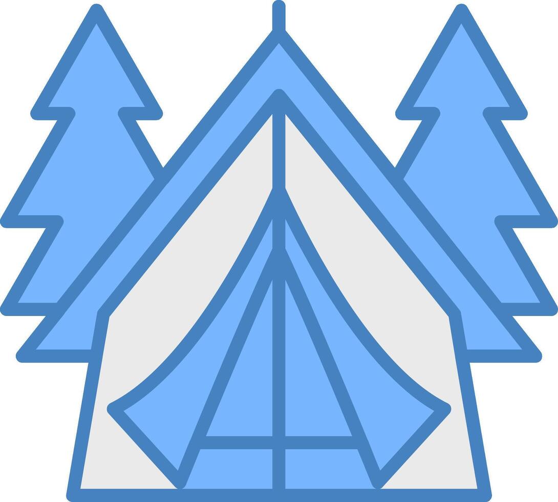 Tent Line Filled Blue Icon vector