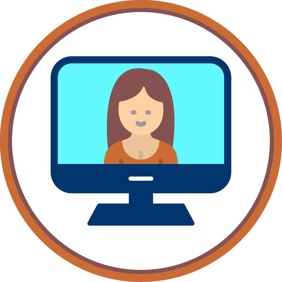 Computer Flat Circle Icon vector