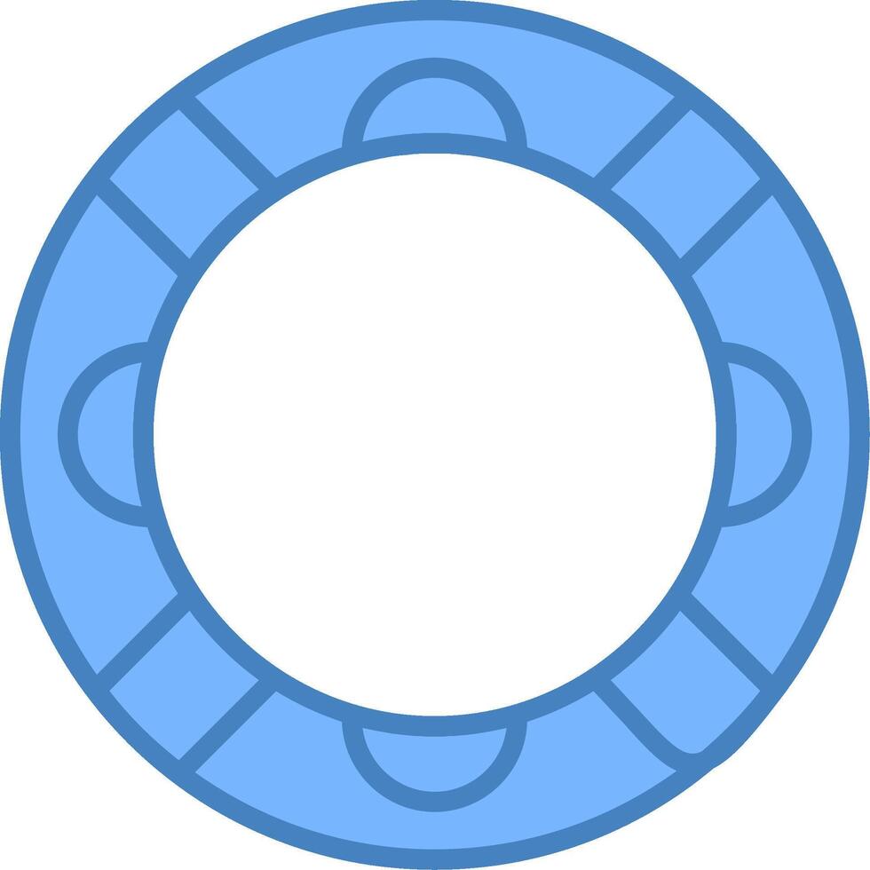 caucho anillo línea lleno azul icono vector