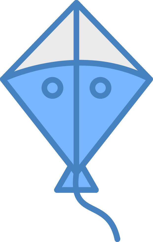 Kite Line Filled Blue Icon vector