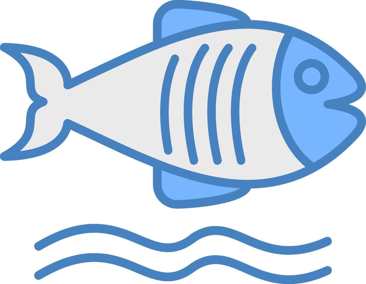 Flounder Line Filled Blue Icon vector