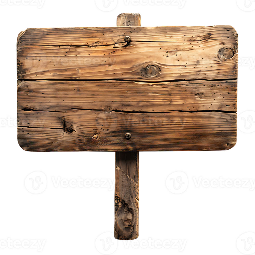 A wooden sign board on isolated transparent background png