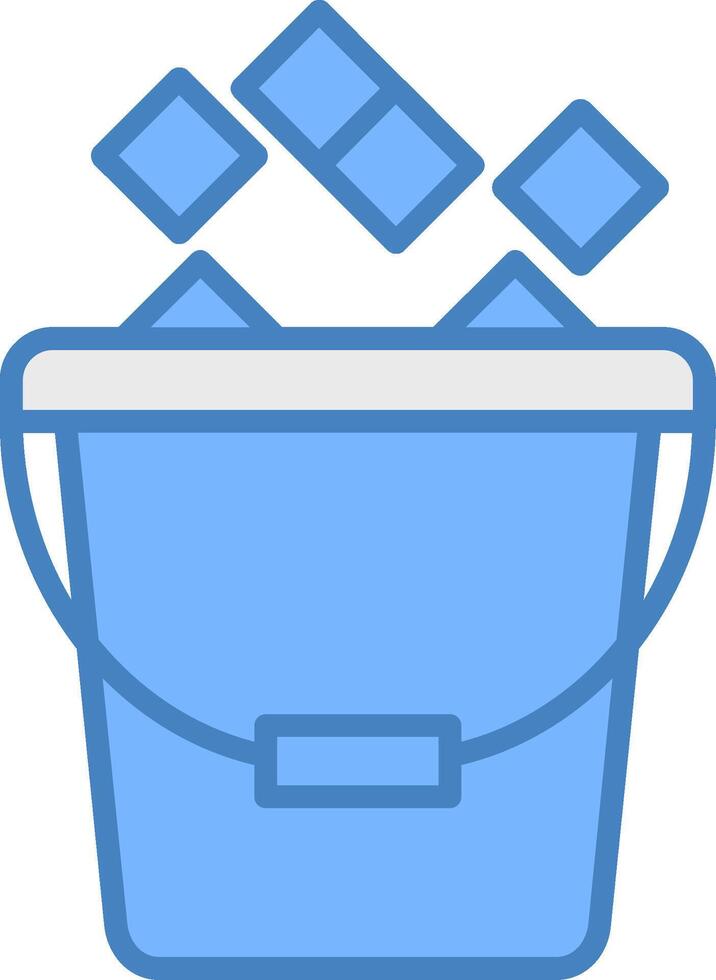 Ice Bucket Line Filled Blue Icon vector