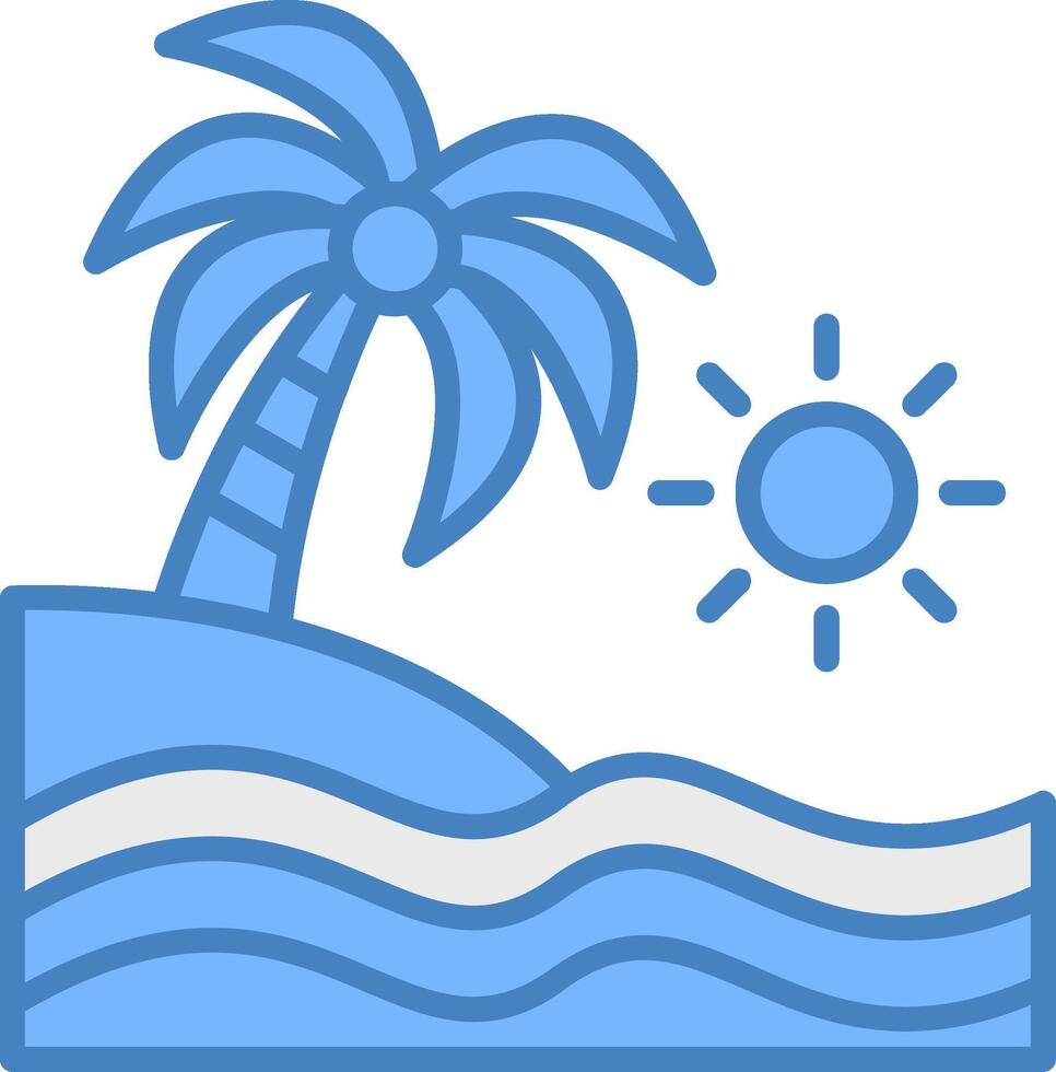 Beach Line Filled Blue Icon vector