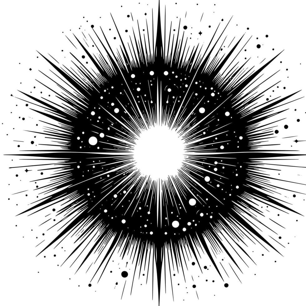 Black and White Illustration of the sun vector