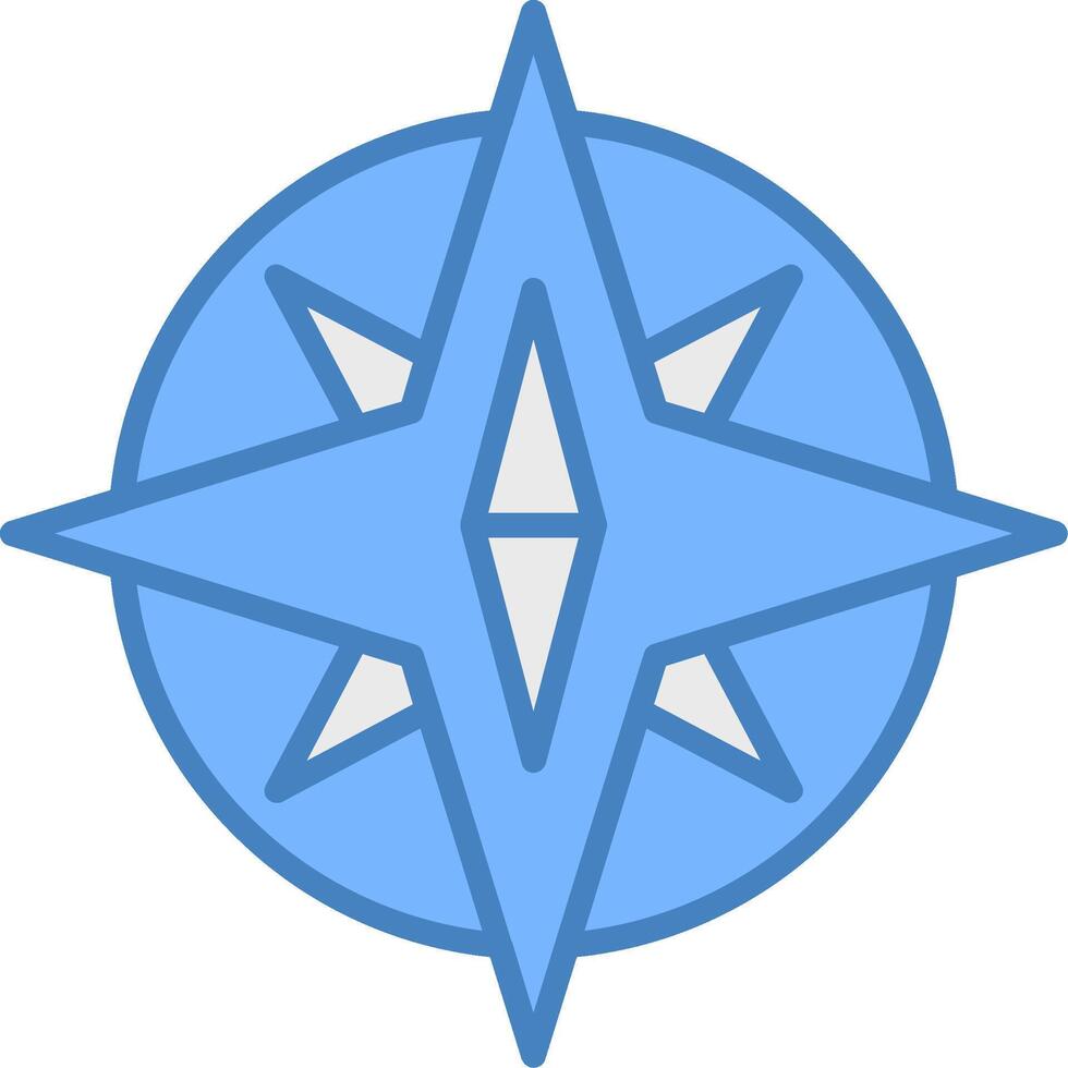 Compass Line Filled Blue Icon vector