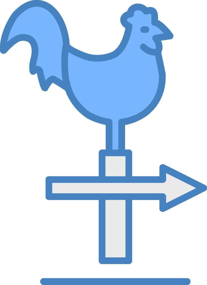 pollo línea lleno azul icono vector