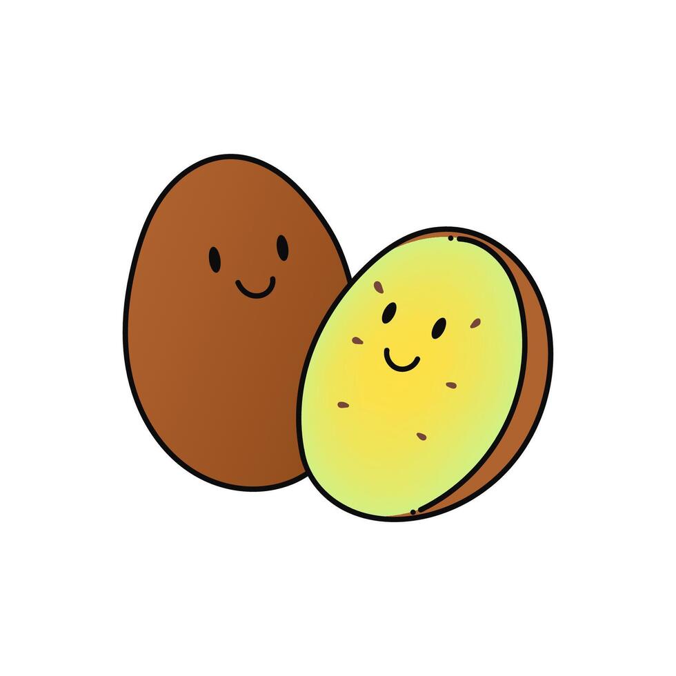 Kiwi fruit. kiwi cartoon. kiwi on white background. for poster, banner, web, icon, mascot, background. Hand drawn. Healthy fruit food. illustration vector