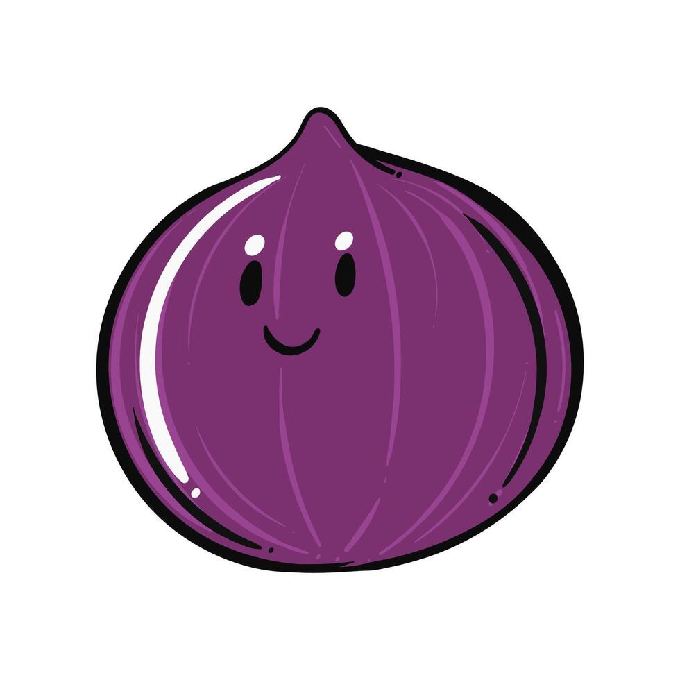 Red Onion cartoon. Red Onion cartoon character design. Red Onion on white background. for poster, banner, web, icon, mascot, background. Hand drawn. illustration vector