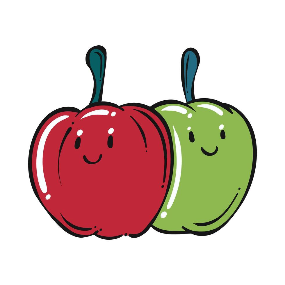Bell pepper cartoon. Bell pepper cartoon character design. Bell pepper on white background. for poster, banner, web, icon, mascot, background. illustration vector