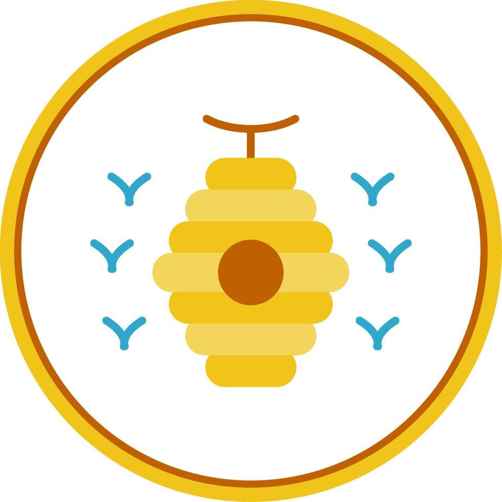abeja colmena plano circulo icono vector