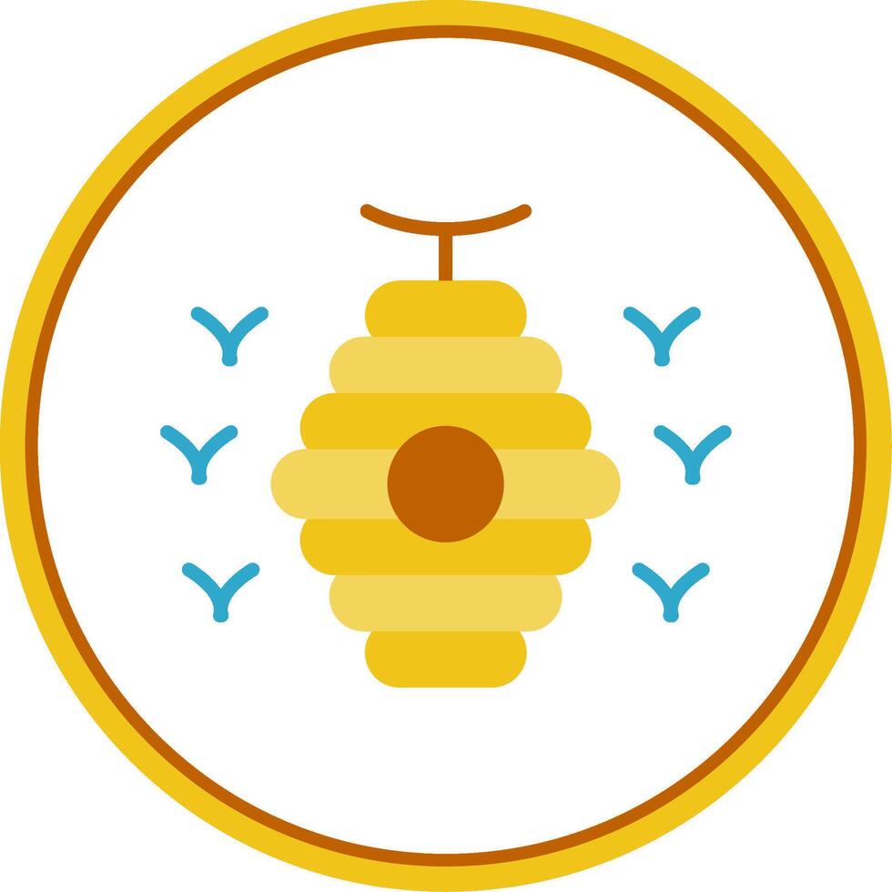 Bee Hive Flat Circle Icon vector