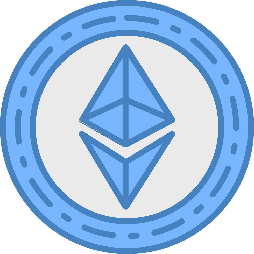 Ethereum Coin Line Filled Blue Icon vector