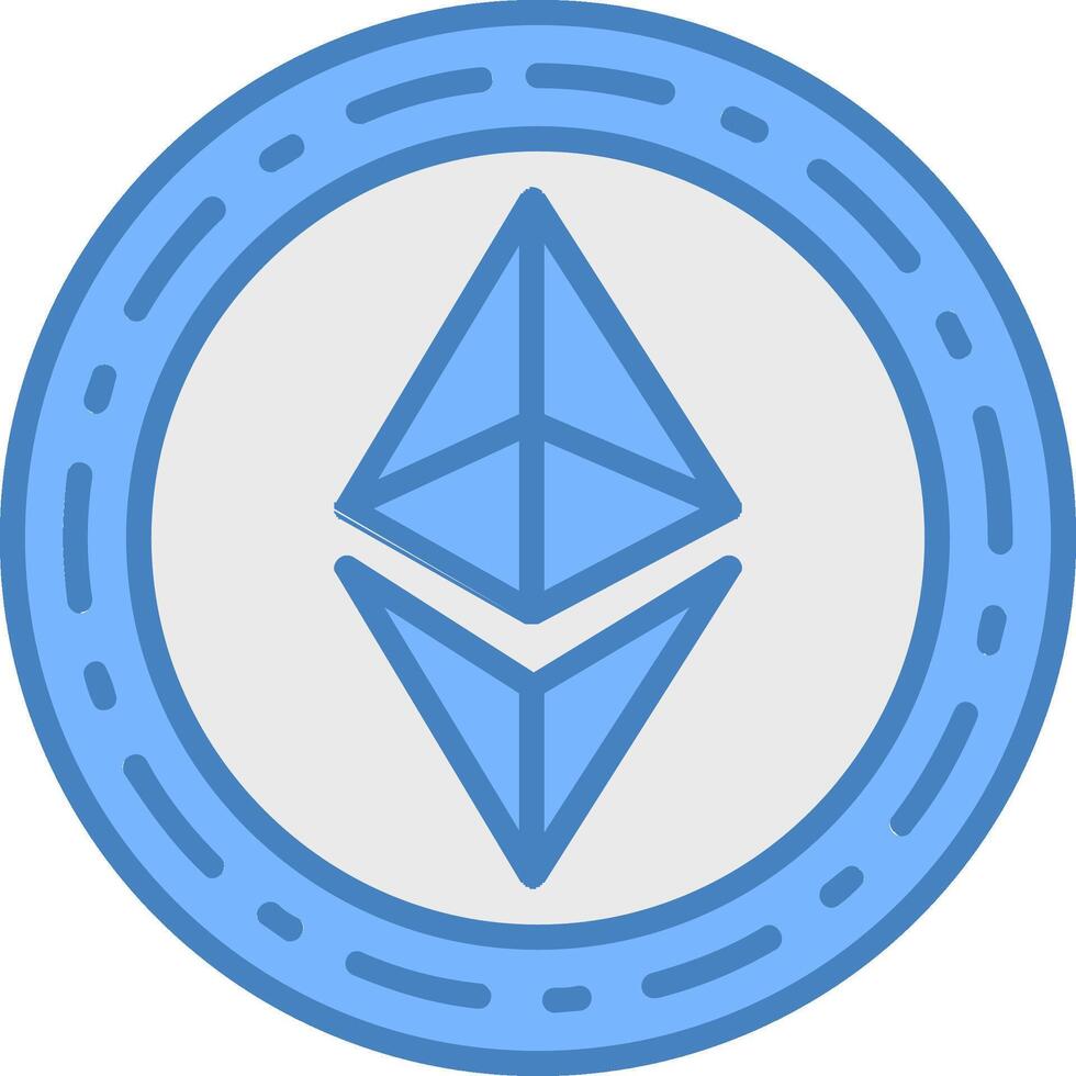 Ethereum Coin Line Filled Blue Icon vector