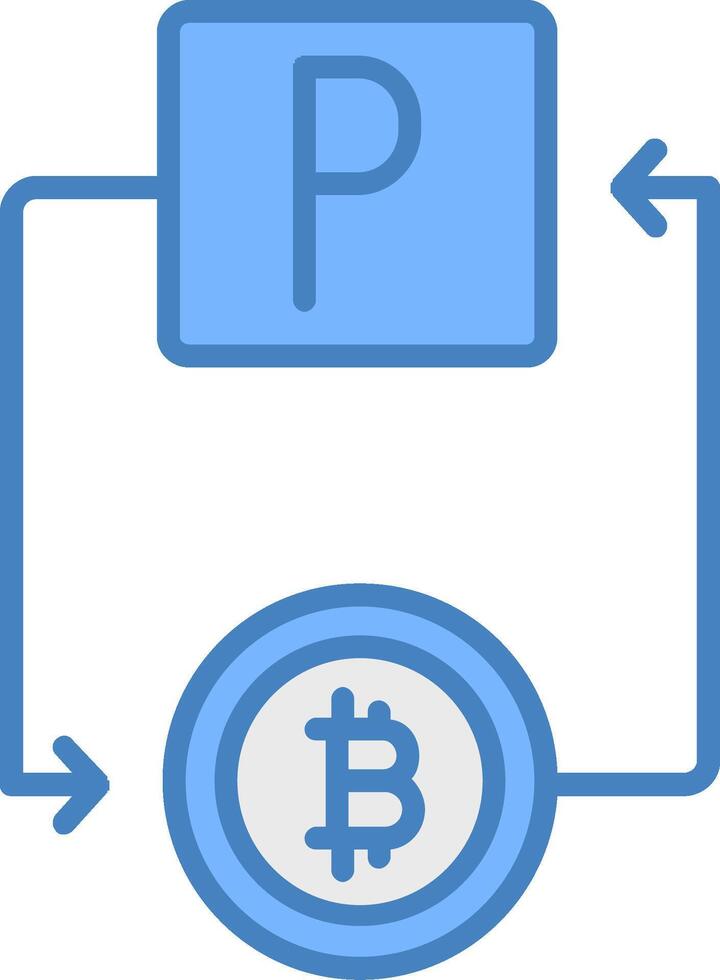 Bitcoin Paypal Line Filled Blue Icon vector