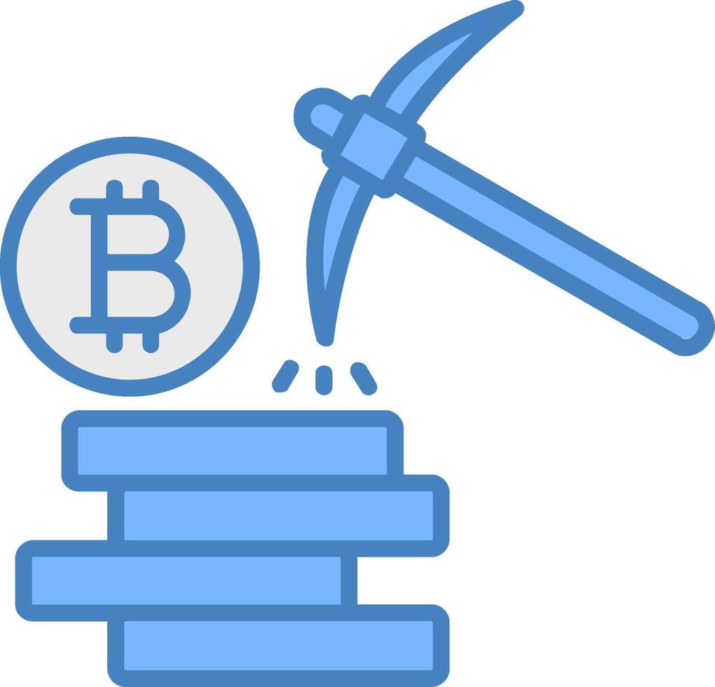 Bitcoin Mining Line Filled Blue Icon vector