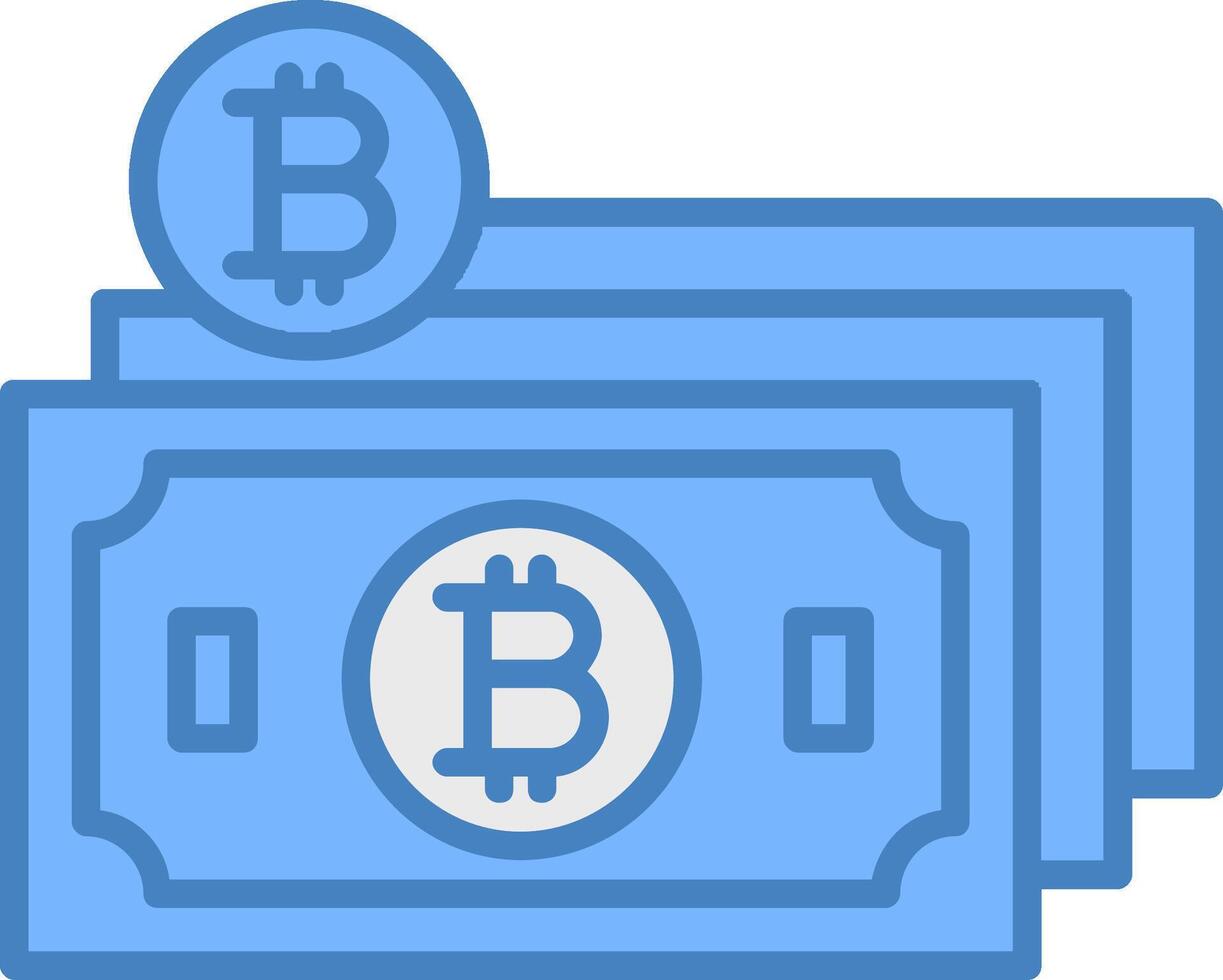 Bitcoin Cash Line Filled Blue Icon vector