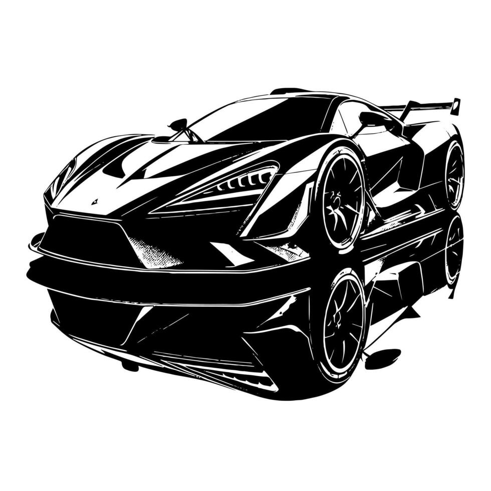 black and white illustration of a Hypercar Sports Car vector