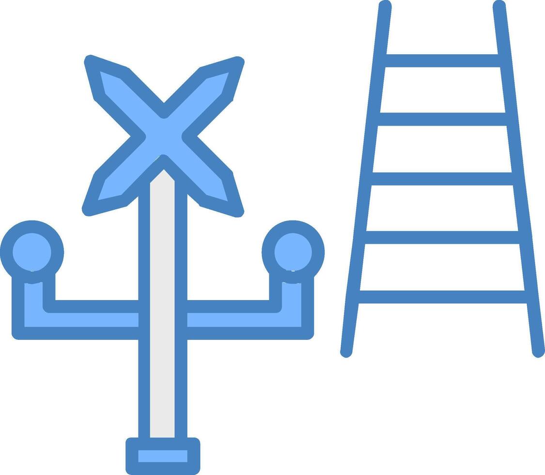 Railroad Crossing Line Filled Blue Icon vector