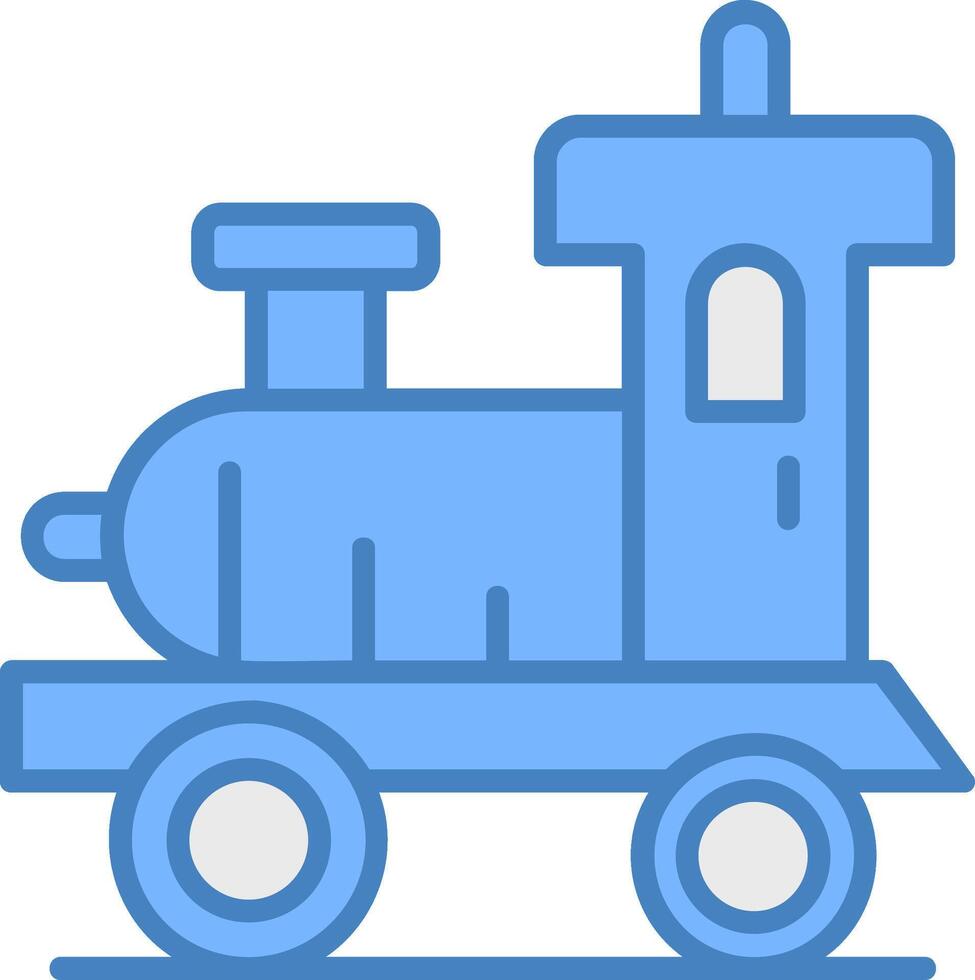 Locomotive Line Filled Blue Icon vector
