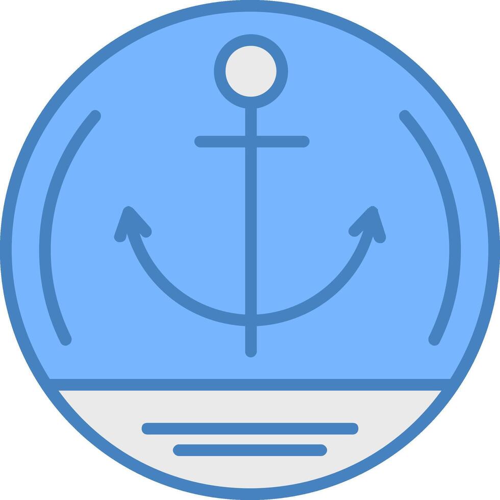 Anchor Line Filled Blue Icon vector