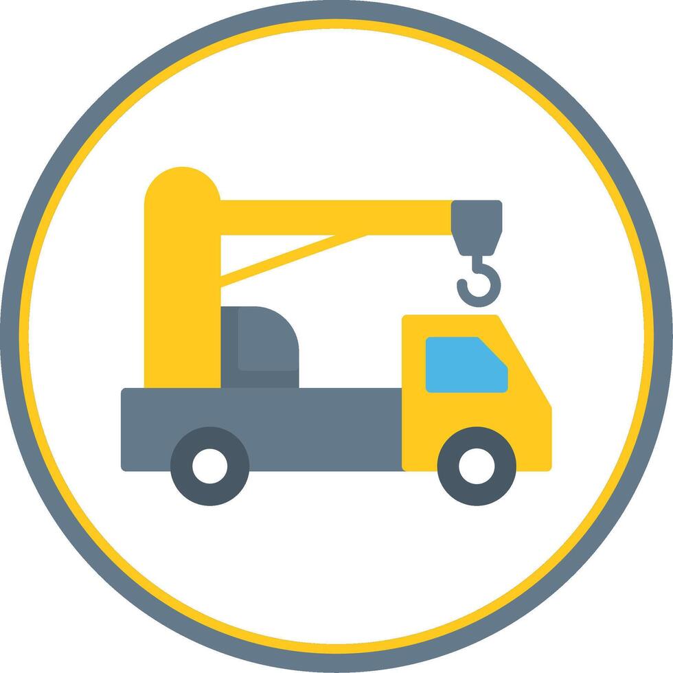 Crane Truck Flat Circle Icon vector