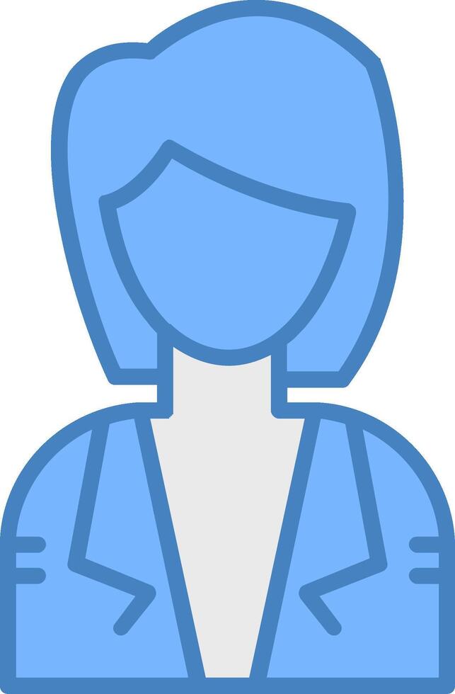 Stewardess Line Filled Blue Icon vector