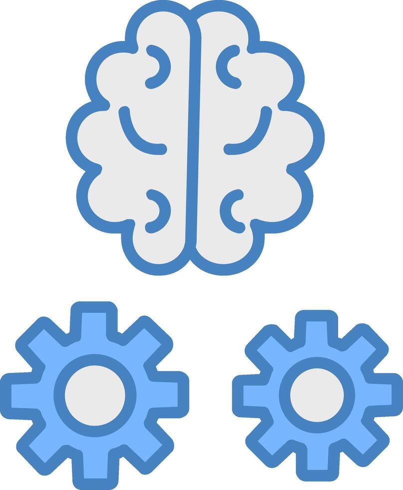 Brain Training Line Filled Blue Icon vector