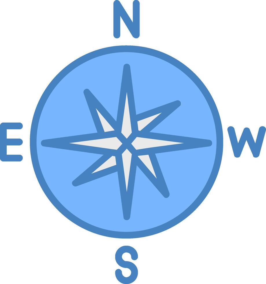 Compass Line Filled Blue Icon vector