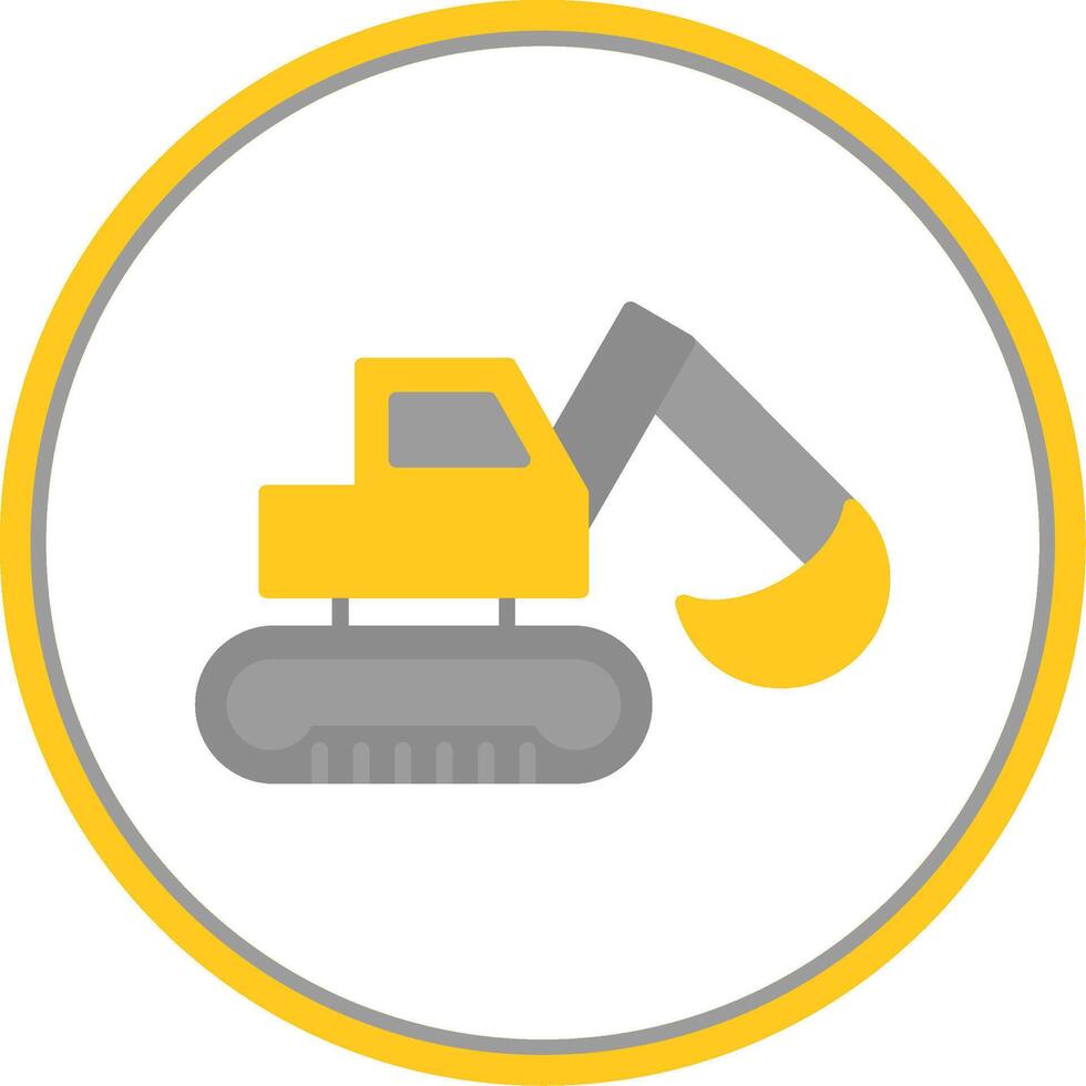 Digger Flat Circle Icon vector