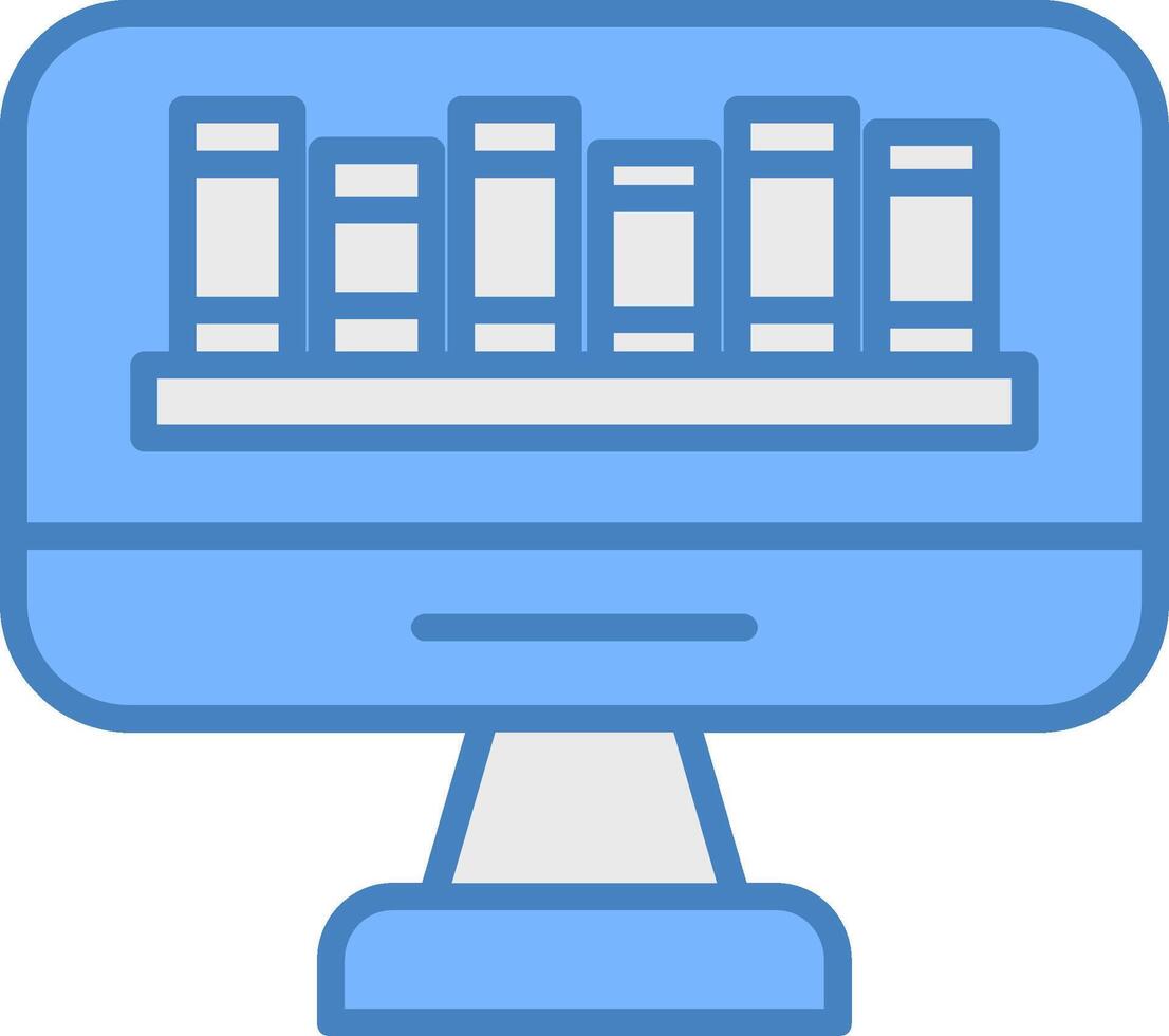 OnLine Filled Blue Library Line Filled Blue Icon vector